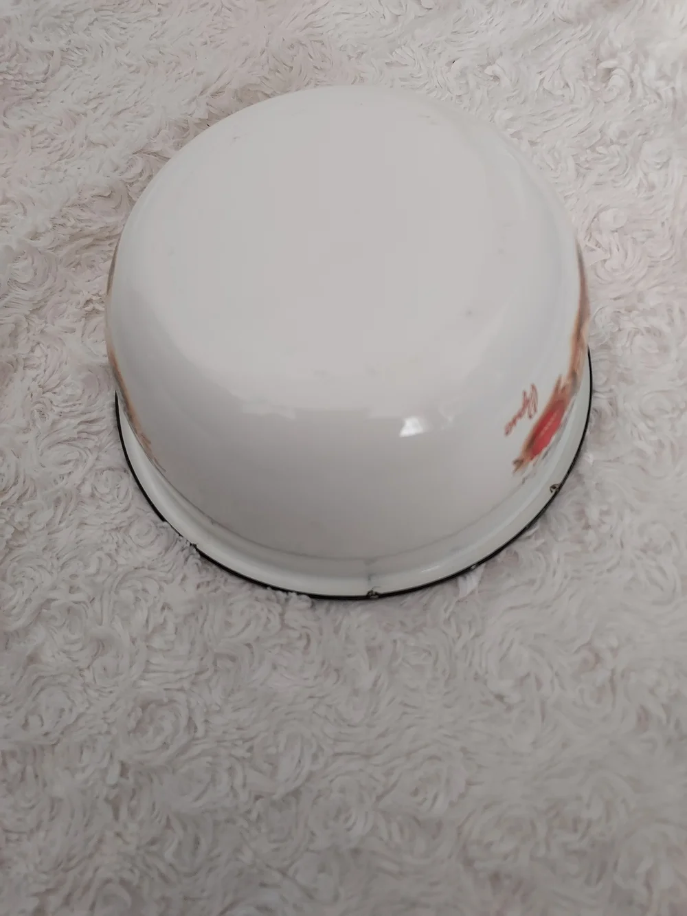 Vintage MCM Pipsa White Enamel Nesting Bowls Kitchen Motif Cottagecore Country